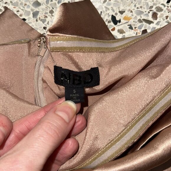 NBD champagne satin strapless mini dress small s back zip lined Revolve - Picture 3 of 5